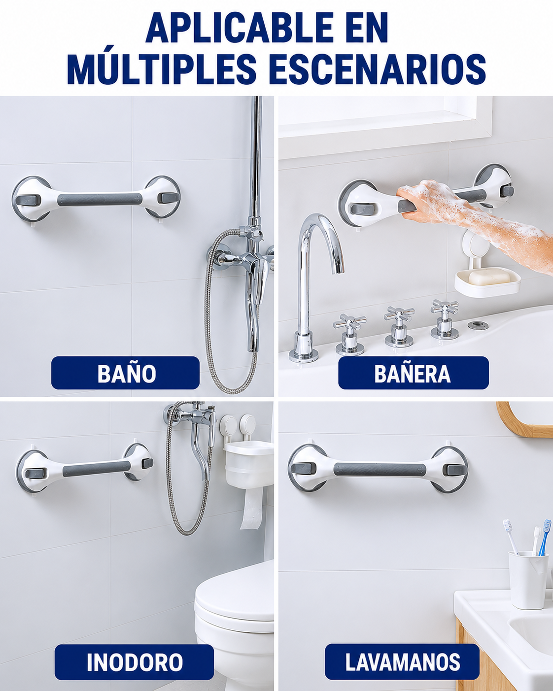 Barras de sujeción para la bañera y la ducha con ventosa