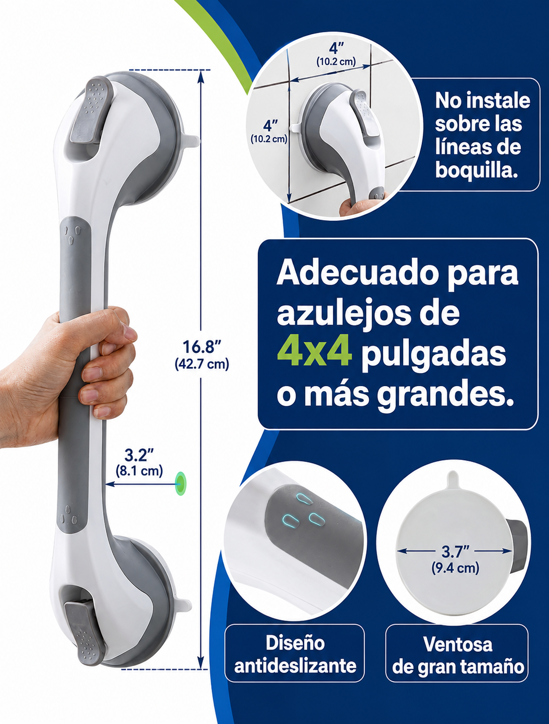 Barras de sujeción para la bañera y la ducha con ventosa